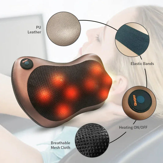 Cervical Neck & Back Massager Pillow – Deep Tissue Pain Relief with Heat for Home, Car & Office