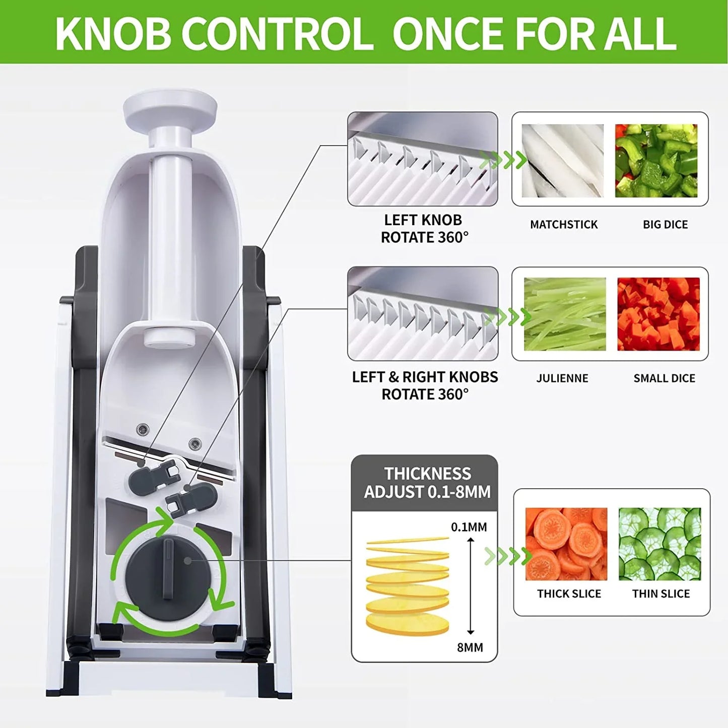 5-in-1 Adjustable Manual Vegetable Slicer & Food Chopper | Multi-Function Cutter, Shredder & French Fries Maker β Kitchen Essentials