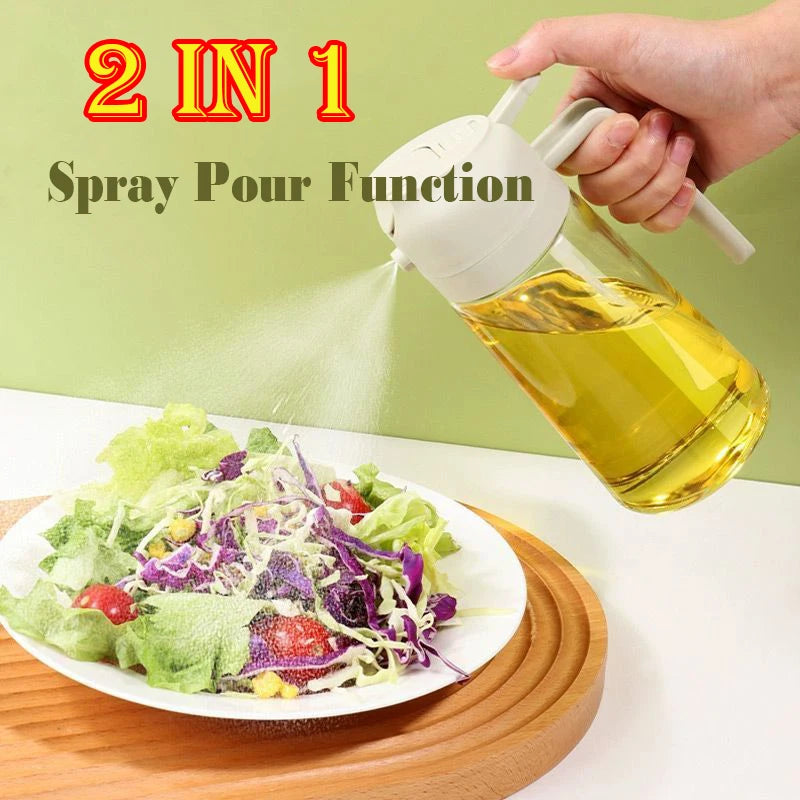 Oil Spray Bottle & Spice Dispenser – Automatic Lid Pouring Bottle for Cooking, BBQ, Camping & Kitchen