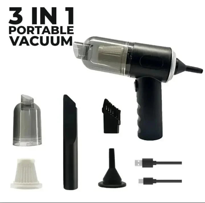 3 in 1 Vacuum Cleaner | Multi Functional Portable Vacuum Cleaner for Car, Home, and Small Spaces | Vacuum Cleaner Duster Blower Air Pump Wireless Handheld