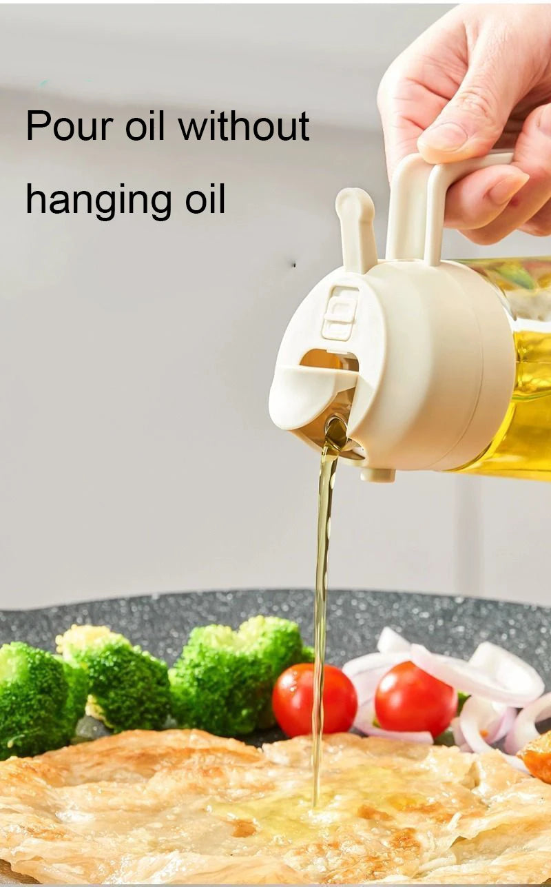 Oil Spray Bottle & Spice Dispenser – Automatic Lid Pouring Bottle for Cooking, BBQ, Camping & Kitchen