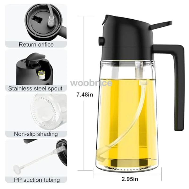 Oil Spray Bottle & Spice Dispenser – Automatic Lid Pouring Bottle for Cooking, BBQ, Camping & Kitchen