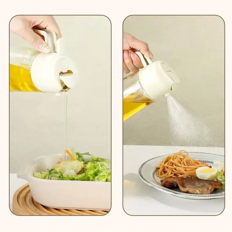 Oil Spray Bottle & Spice Dispenser – Automatic Lid Pouring Bottle for Cooking, BBQ, Camping & Kitchen