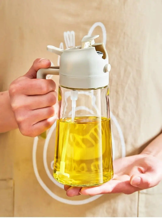 Oil Spray Bottle & Spice Dispenser – Automatic Lid Pouring Bottle for Cooking, BBQ, Camping & Kitchen