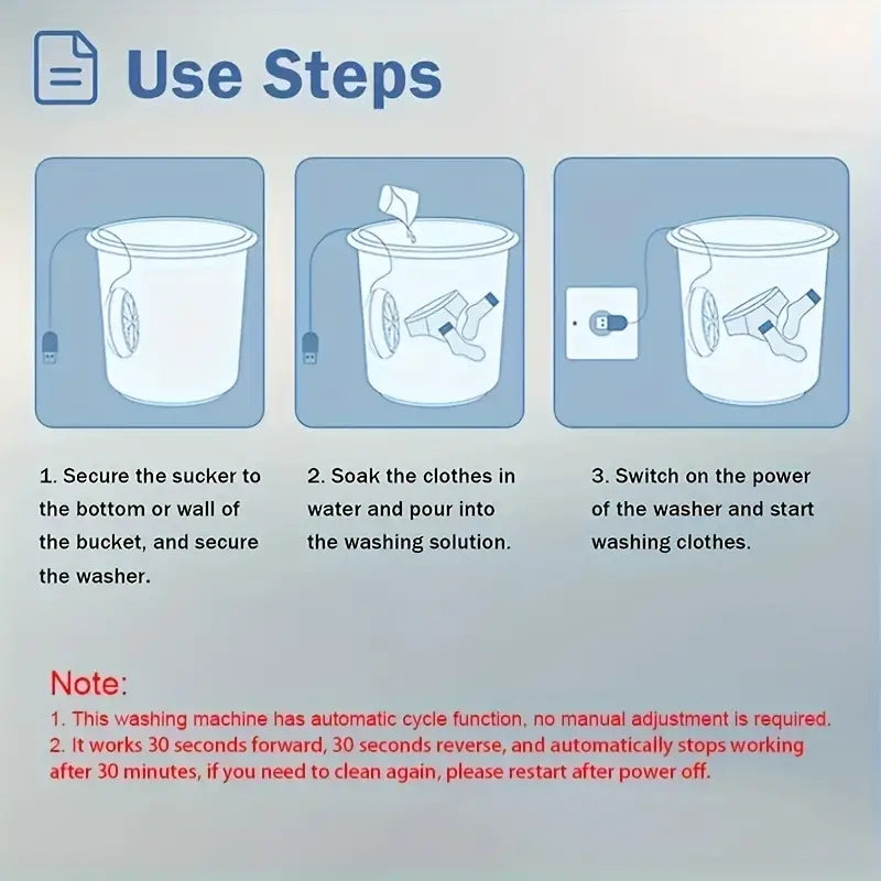 Mini Portable USB Washing Machine – Rotating Turbine Washer for Clothes, Underwear, Socks & Travel