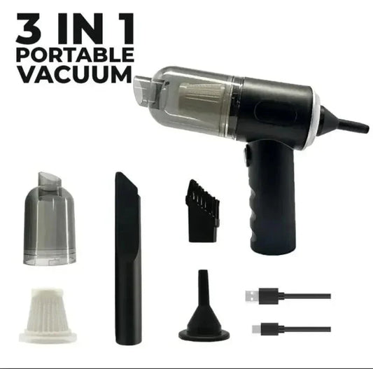 3 in 1 Vacuum Cleaner | Multi Functional Portable Vacuum Cleaner for Car, Home, and Small Spaces | Vacuum Cleaner Duster Blower Air Pump Wireless Handheld